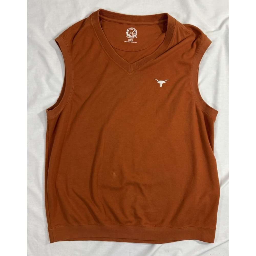 Texas Longhorns Vest Orange Campus‎ Drive Stitched Logo 100% Cotton Men's 2XL